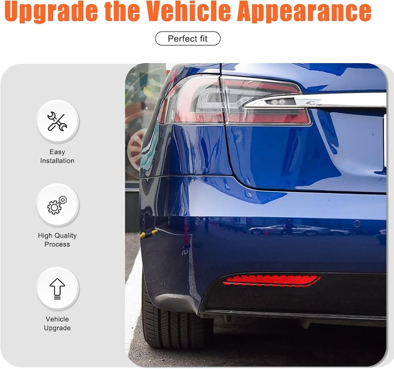 Qiosreui Rear Fog Light Cover Compatible with Tesla Model S 2017-2025 Accessories Auto Smoked Tail Foglight Shell Shade Guard Trim Rear Bumper Fog Lamp Decorative Cover Protector ABS - Image 2